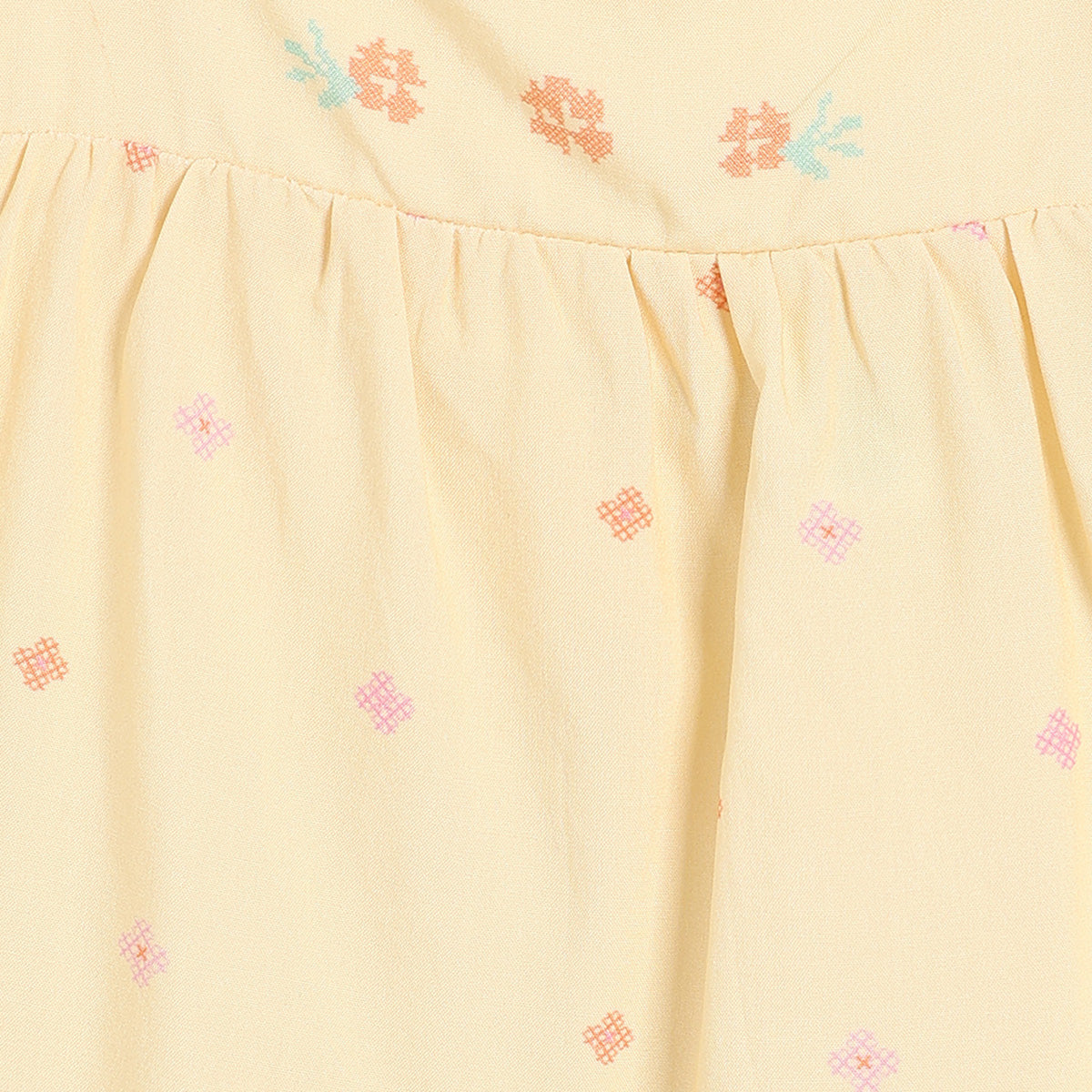 Baby Girls Printed Woven Top, Yellow