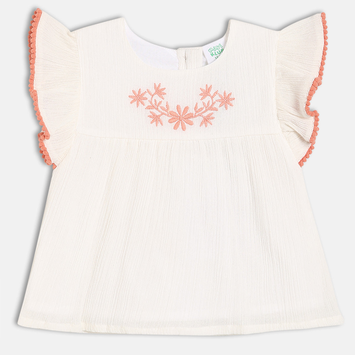 Baby Girls Embroidered Woven Top, White