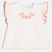 Baby Girls Embroidered Woven Top, White