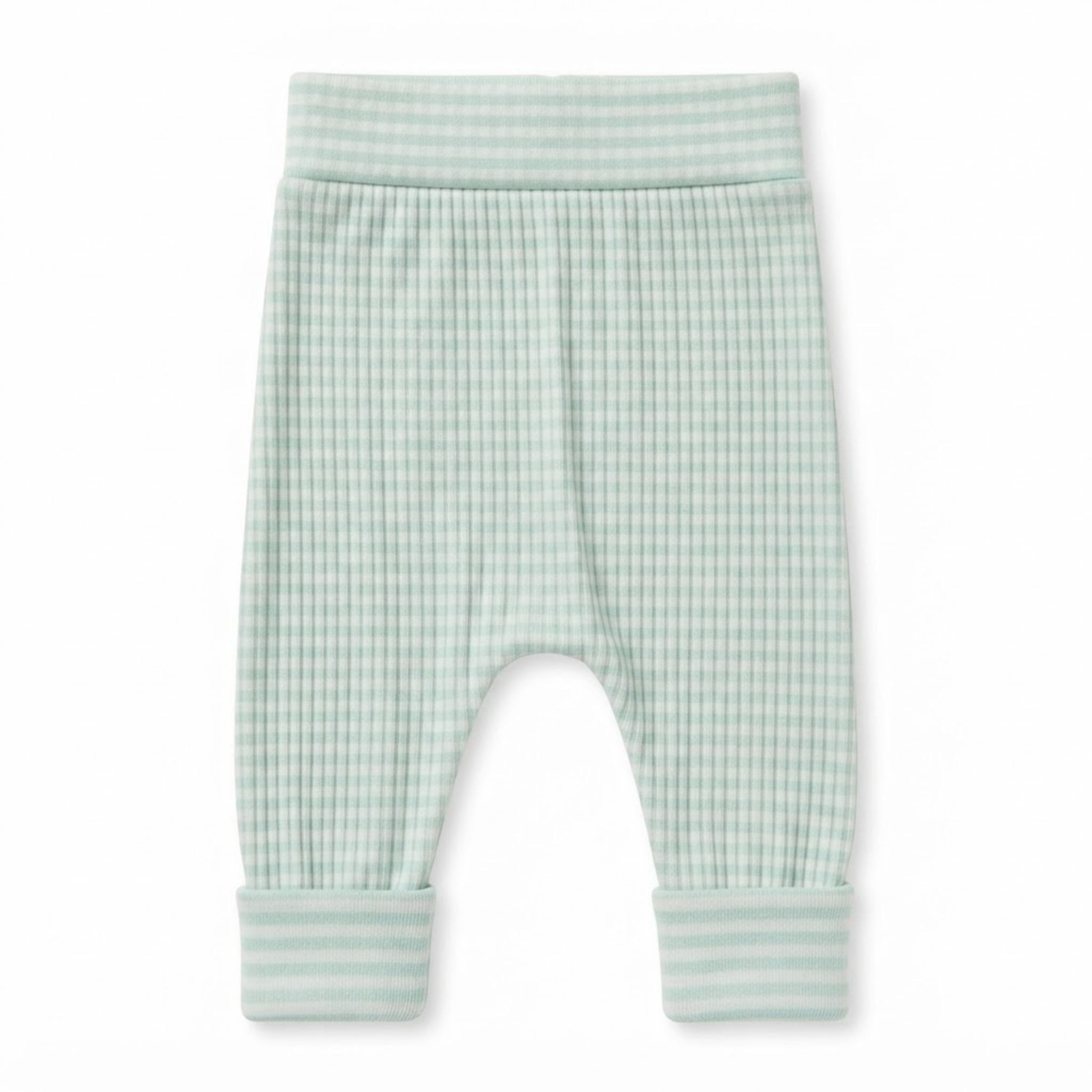 Baby Boys Mint Green and White Cotton Striped Pants Regular Fit Casual Wear