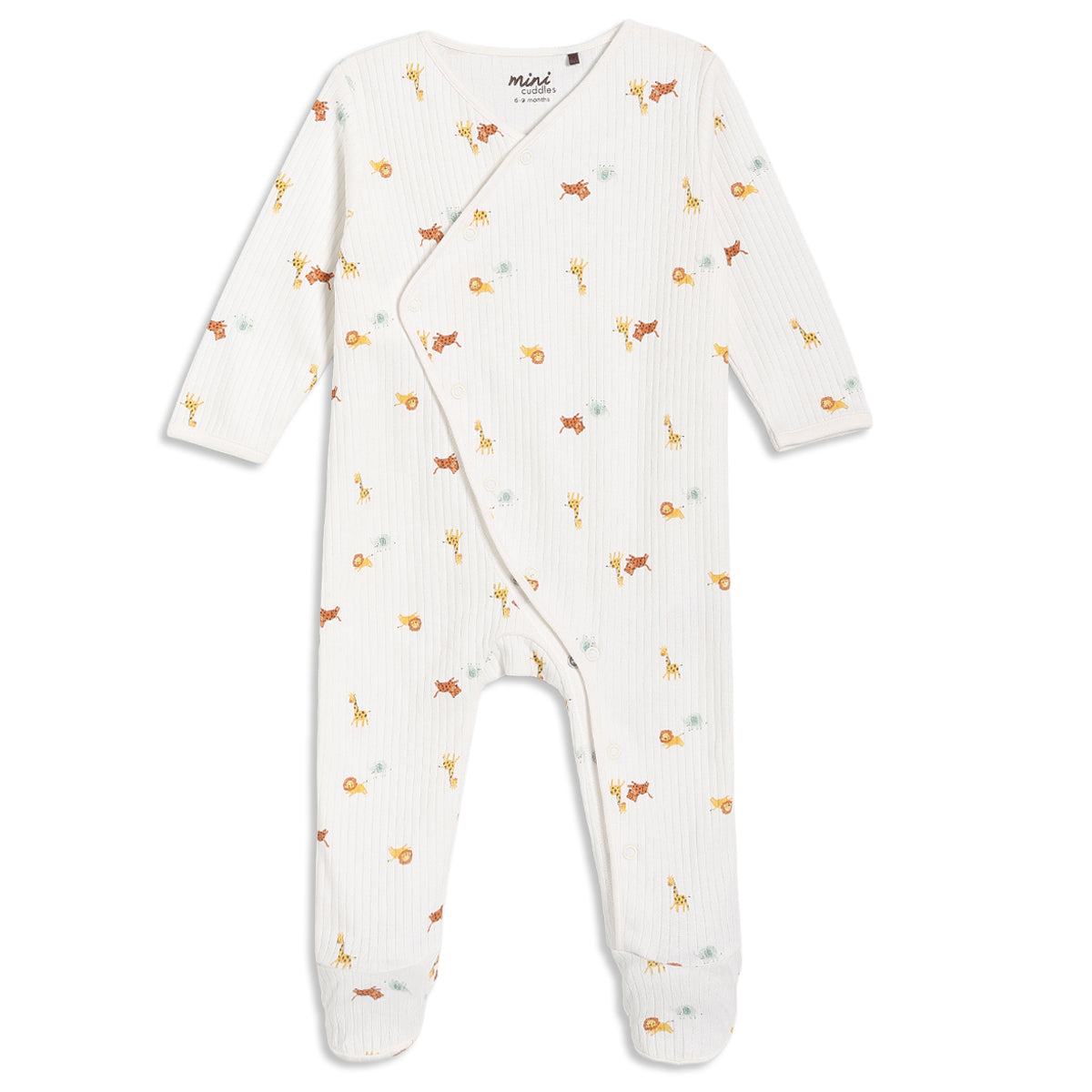 Baby Animal Print Sleepsuit with Cap and Blanket Gift Set, Off White and Yellow