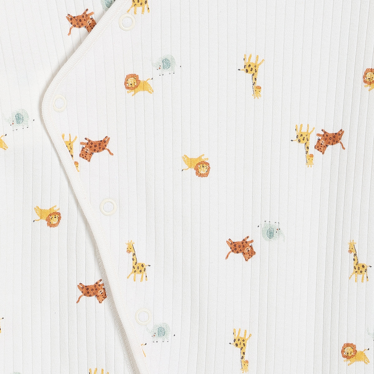 Baby Animal Print Sleepsuit with Cap and Blanket Gift Set, Off White and Yellow