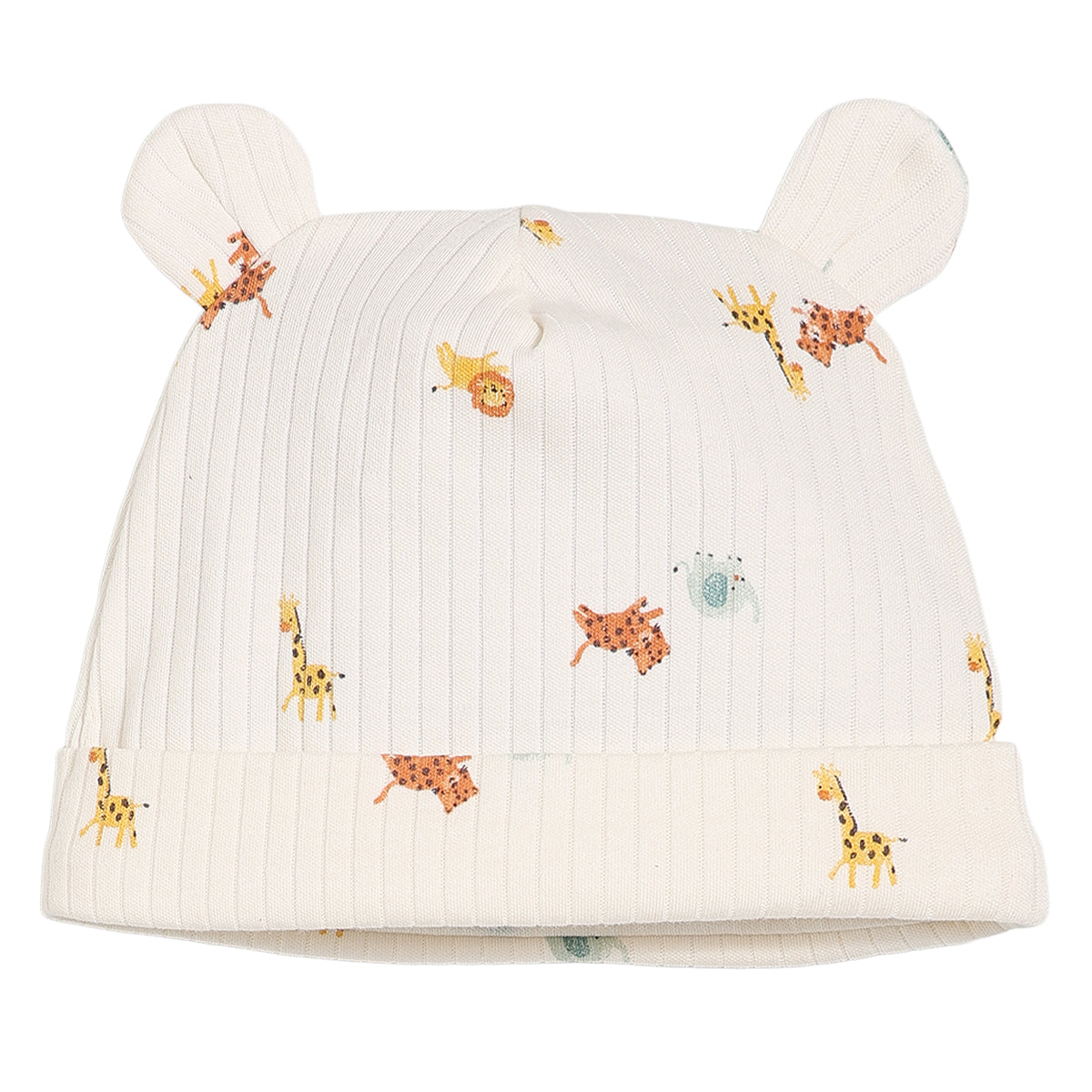 Baby Animal Print Sleepsuit with Cap and Blanket Gift Set, Off White and Yellow