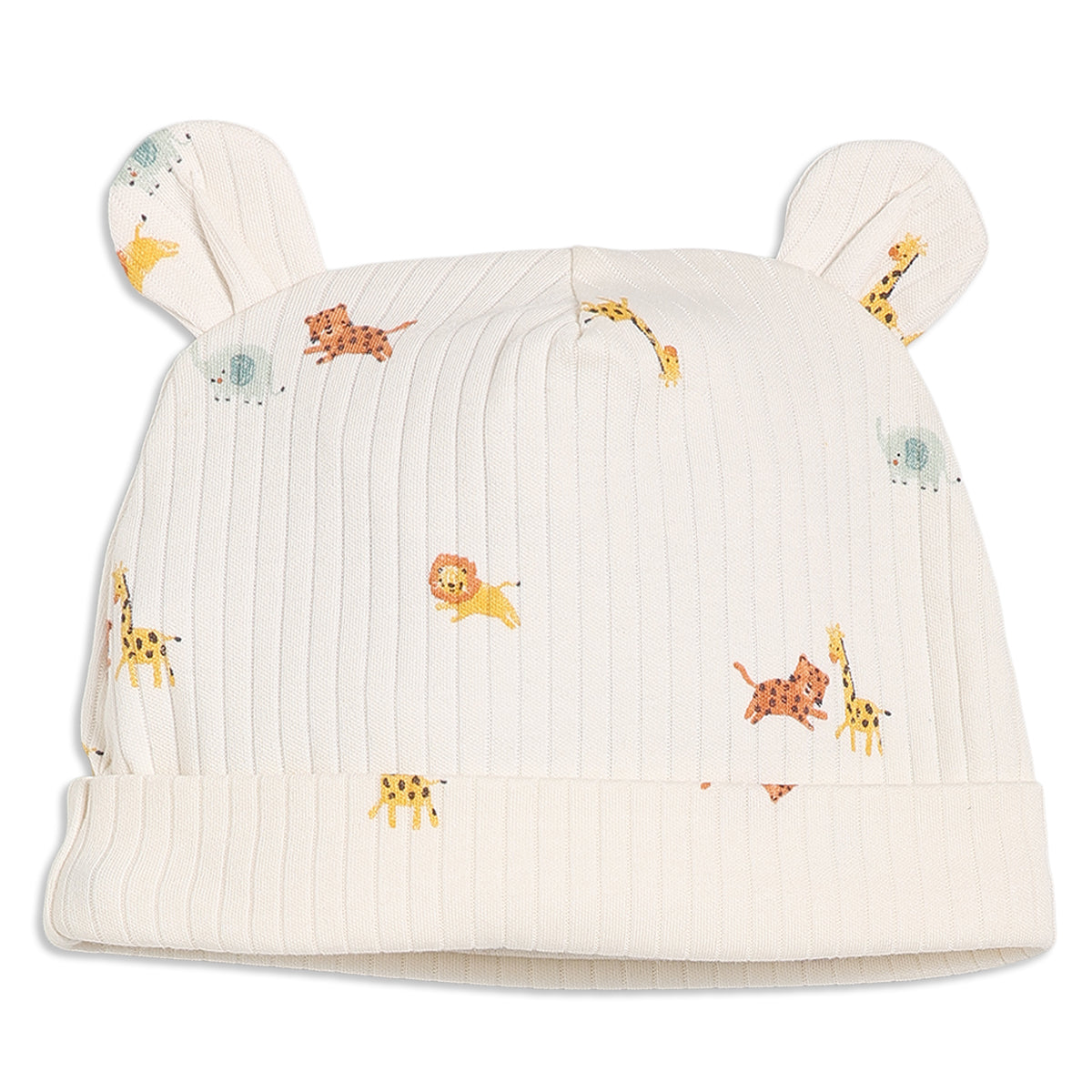 Baby Animal Print Sleepsuit with Cap and Blanket Gift Set, Off White and Yellow