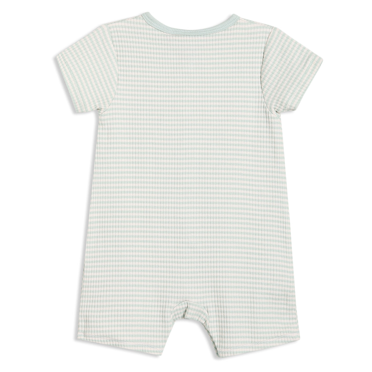 Baby Boys Animal Embroidered Striped Romper, Mint Green