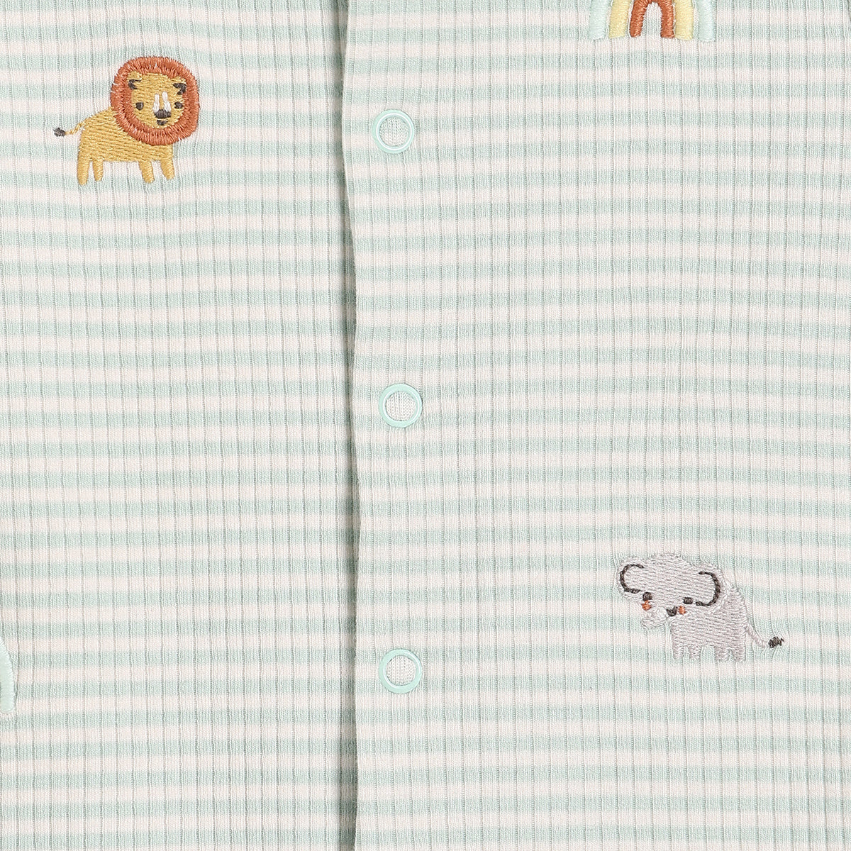 Baby Boys Animal Embroidered Striped Romper, Mint Green