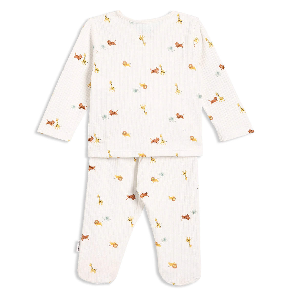 Baby Boys Animal Print Wrap Top and Footed Bottom Set, Cream