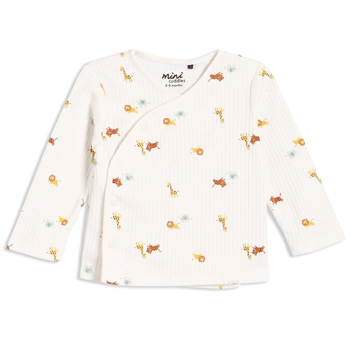 Baby Boys Animal Print Wrap Top and Footed Bottom Set, Cream