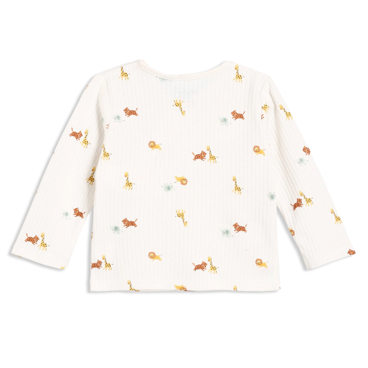 Baby Boys Animal Print Wrap Top and Footed Bottom Set, Cream