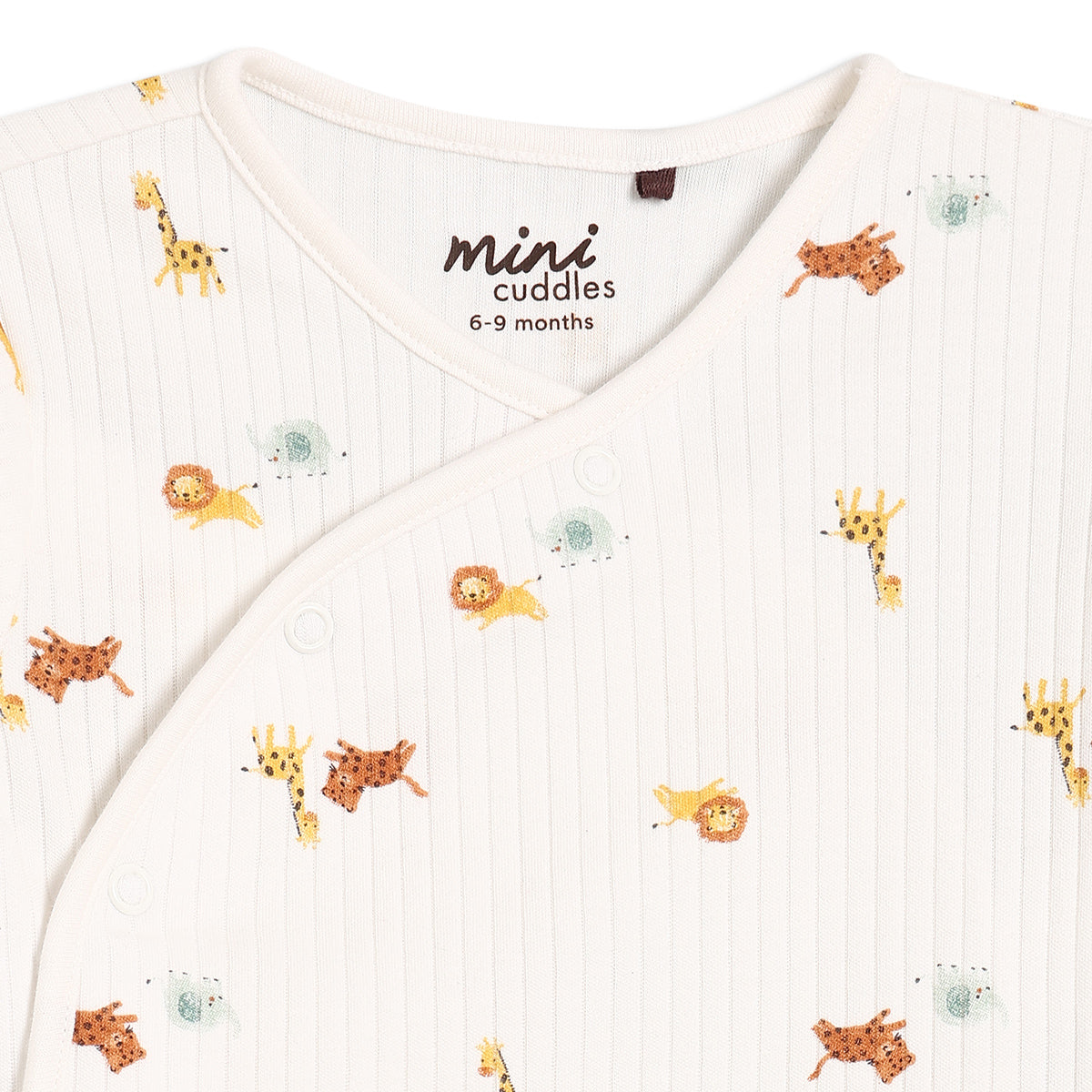 Baby Boys Animal Print Wrap Top and Footed Bottom Set, Cream