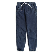 Baby Boys Blue Cotton Denim Jogger Pants Regular Fit Casual Kids Pants