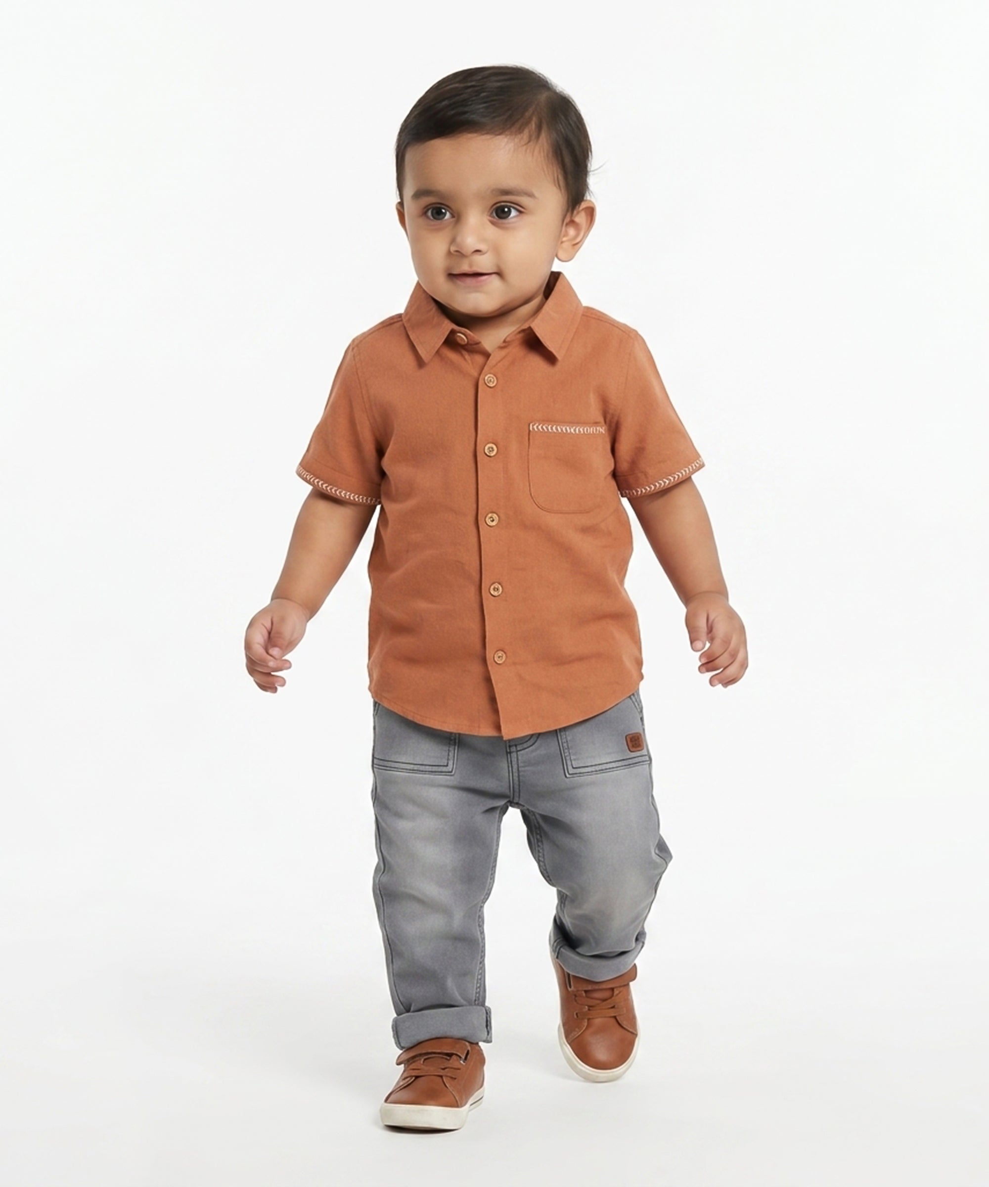 Boys Solid Denim Jeans, Grey