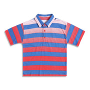 Boys Red and Blue Striped Cotton Polo T-Shirt Regular Fit Casual Kids T-Shirt