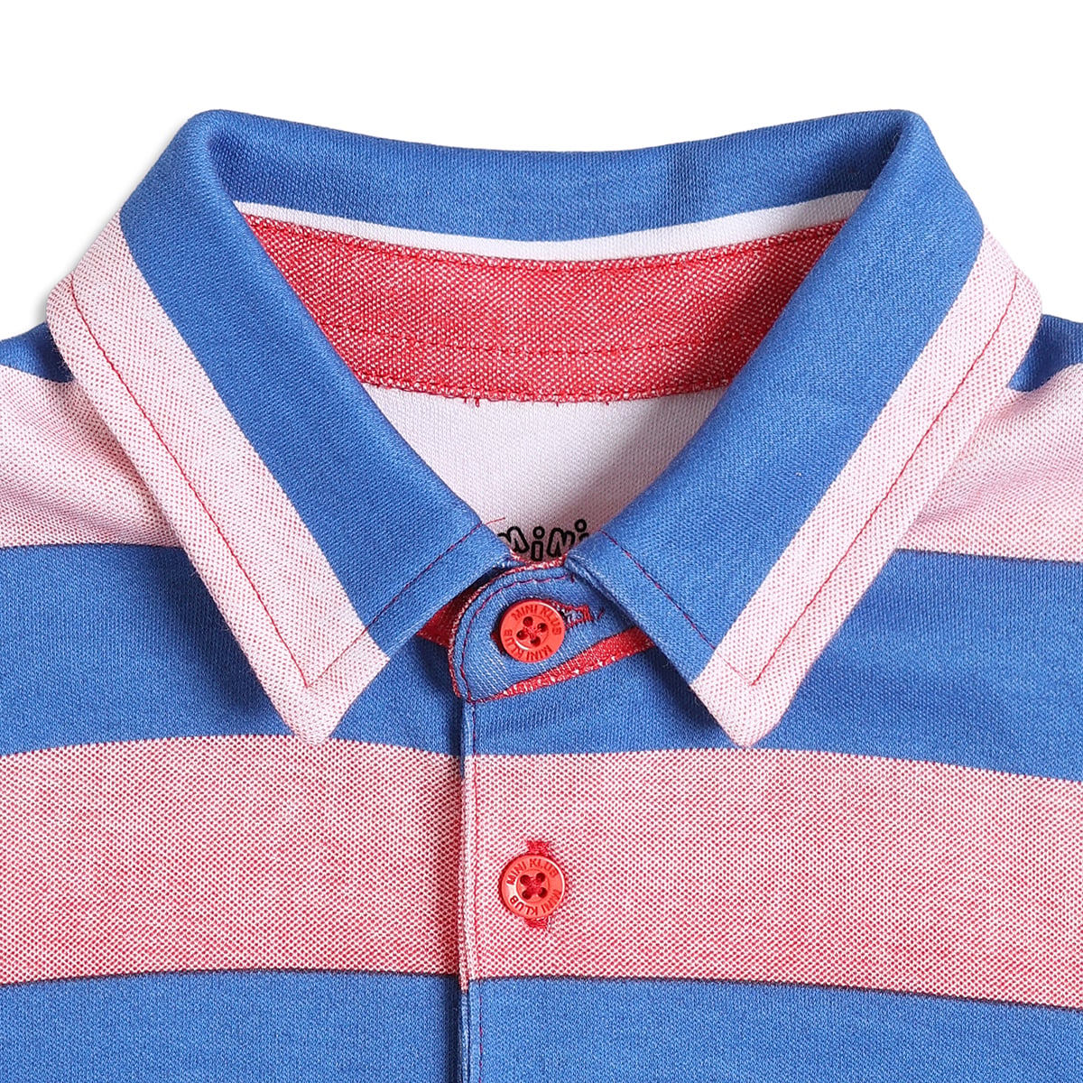 Boys Red and Blue Striped Cotton Polo T-Shirt Regular Fit Casual Kids T-Shirt