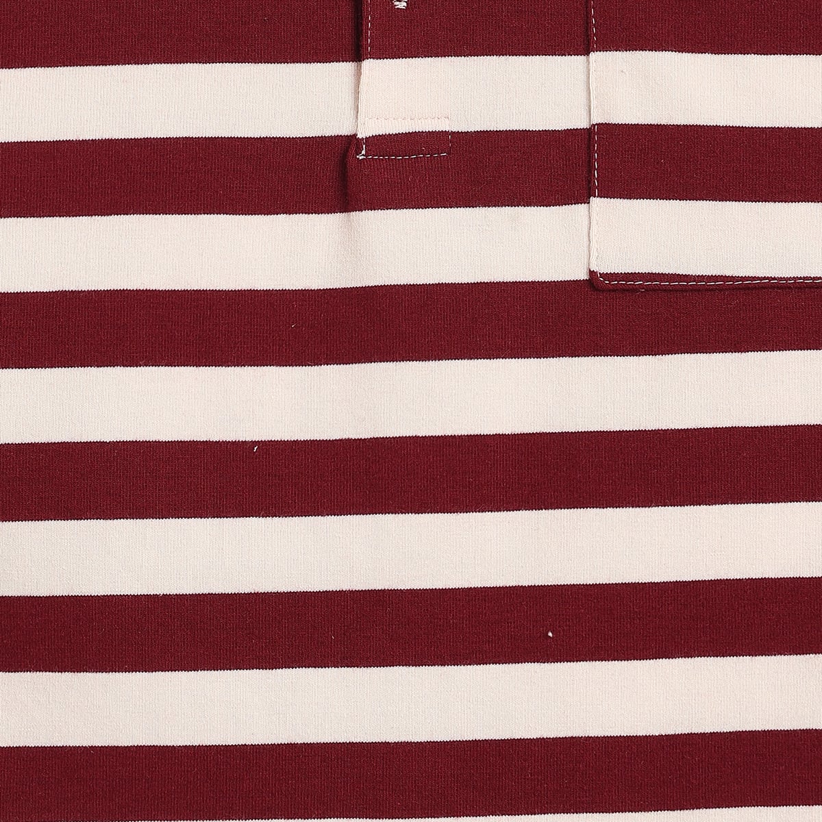 Boys Burgundy & Off White Striped Polo Neck T-Shirt Regular Fit Casual T-Shirt