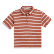 Boys Brown Striped Cotton Polo T-Shirt Regular Fit Casual Kids Polo T-Shirt