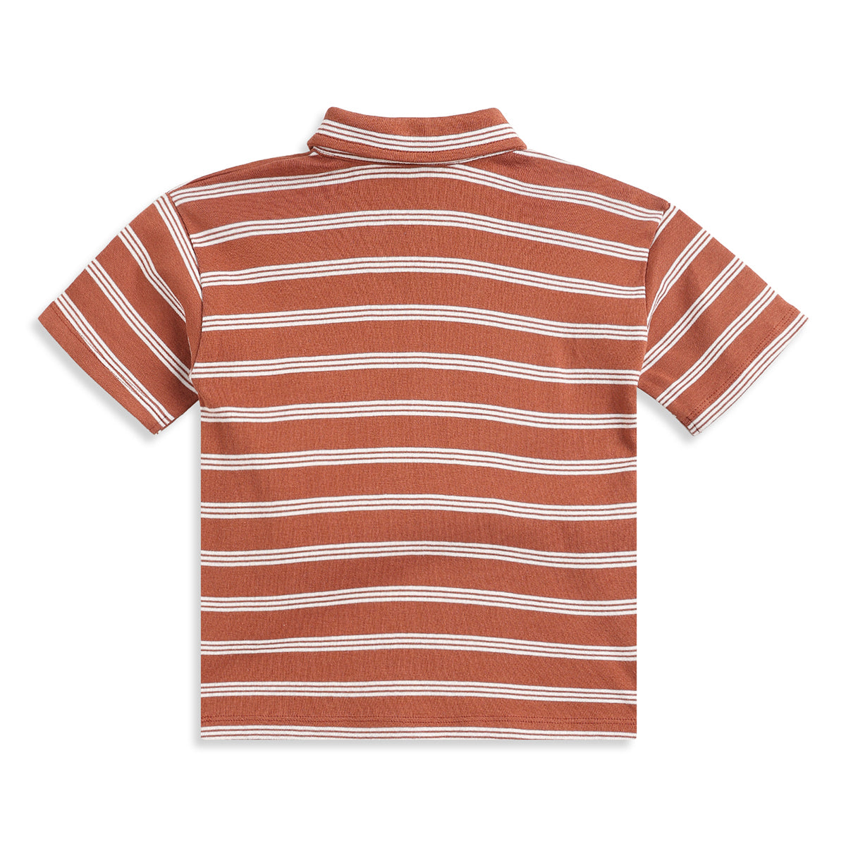 Boys Brown Striped Cotton Polo T-Shirt Regular Fit Casual Kids Polo T-Shirt