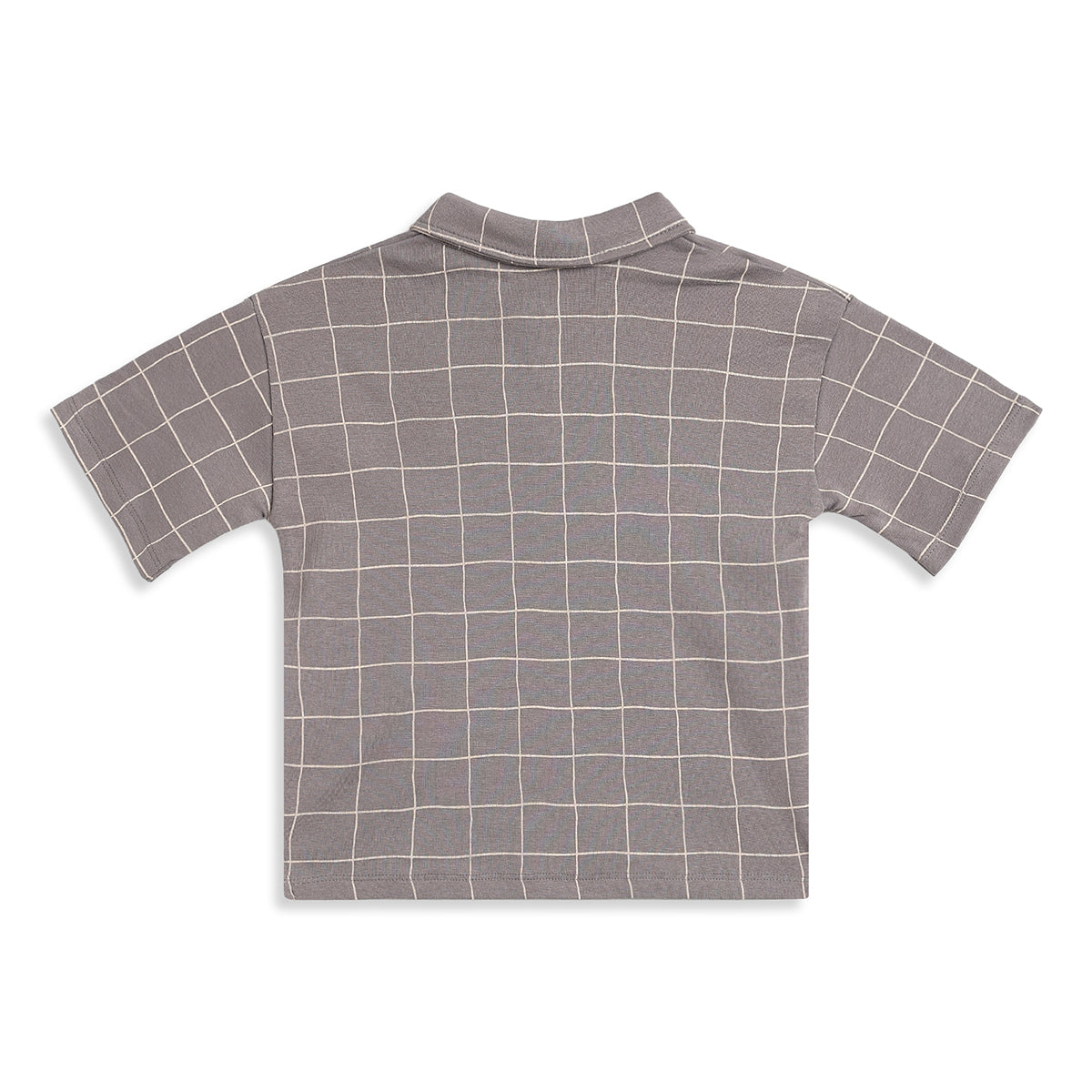 Boys Grey Checked Cotton Polo T-Shirt Casual Kids T-Shirt