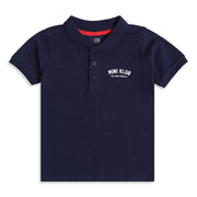 Boys Navy Blue Cotton Polo T-Shirt Regular Fit Casual Kids T-Shirt