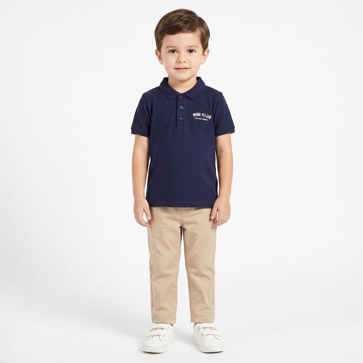 Boys Navy Blue Cotton Polo T-Shirt Regular Fit Casual Kids T-Shirt