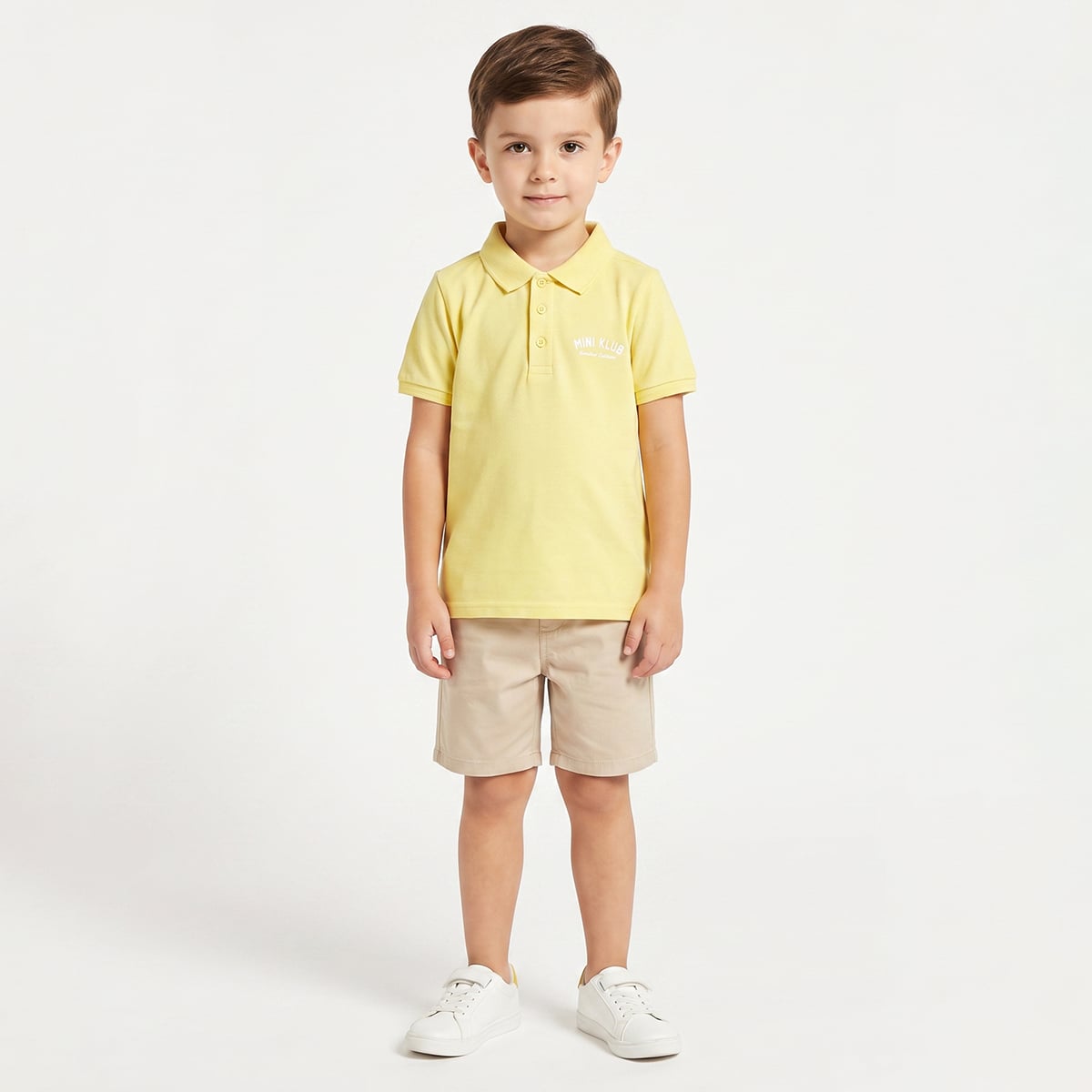 Baby Boys Yellow Cotton Logo Embroidered Polo T-Shirt Regular Fit Casual Wear