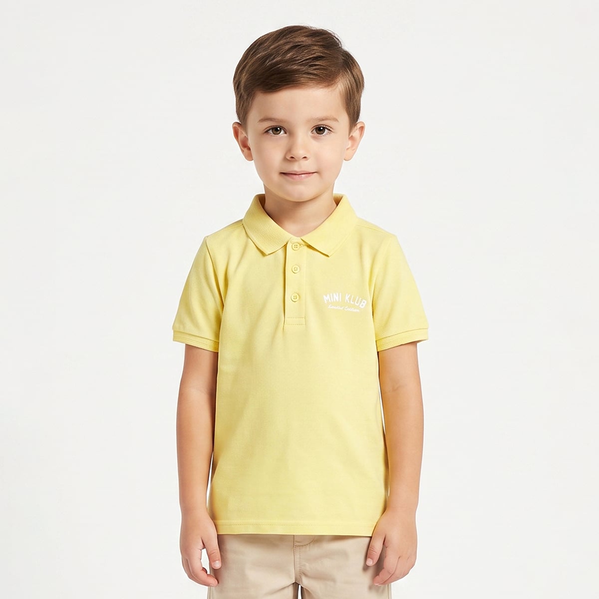 Baby Boys Yellow Cotton Logo Embroidered Polo T-Shirt Regular Fit Casual Wear