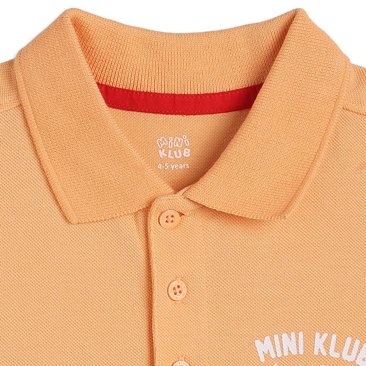 Baby Boys Peach Cotton Logo Embroidered Polo T-Shirt Regular Fit Casual Wear