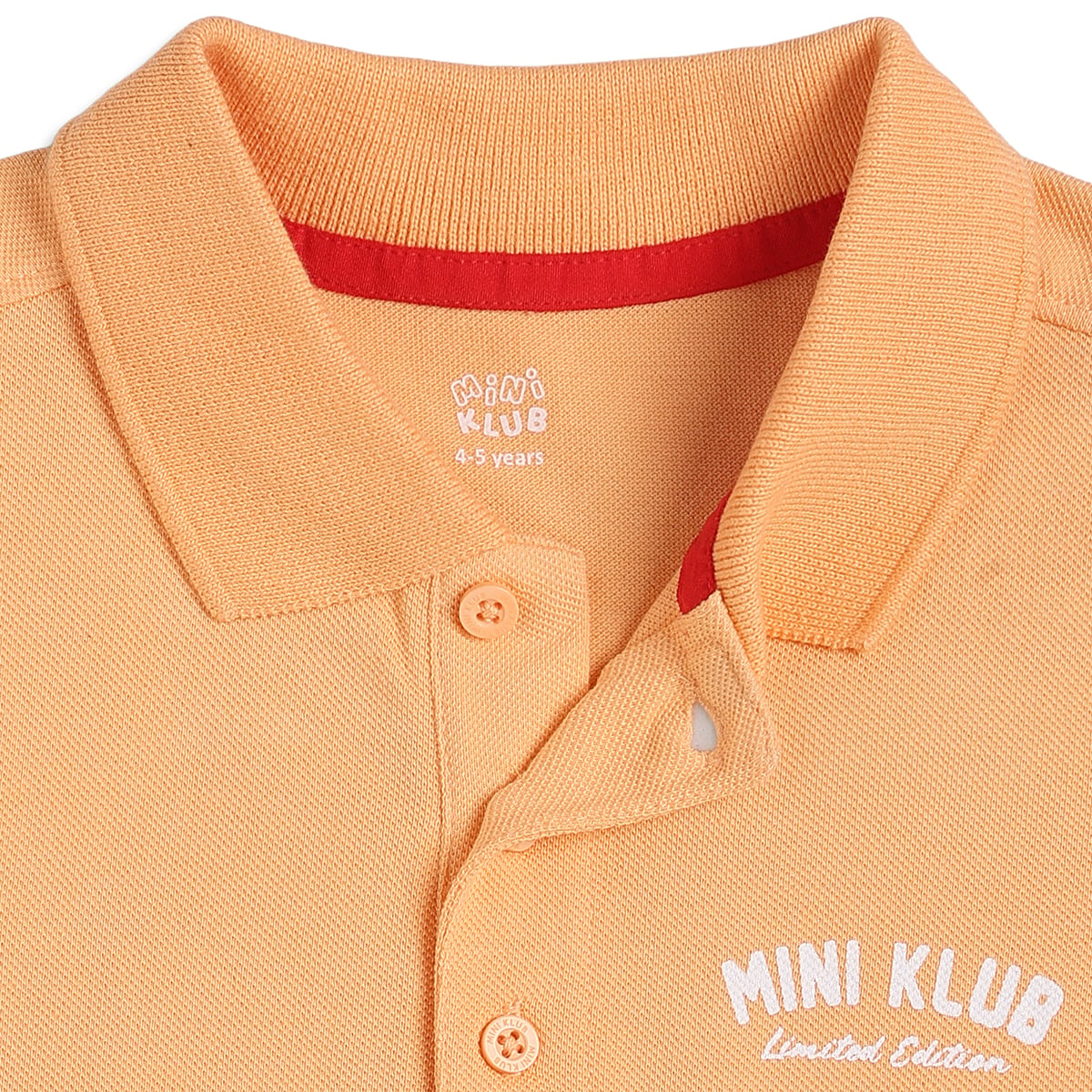 Baby Boys Peach Cotton Logo Embroidered Polo T-Shirt Regular Fit Casual Wear