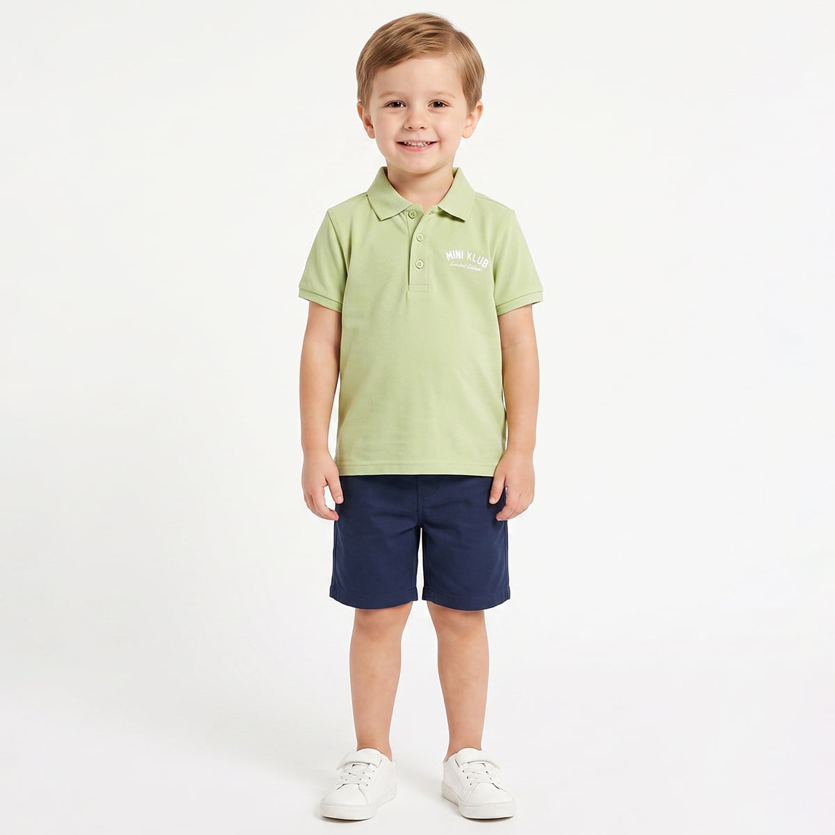 Baby Boys Light Green Cotton Logo Print Polo T-Shirt Regular Fit Casual Wear