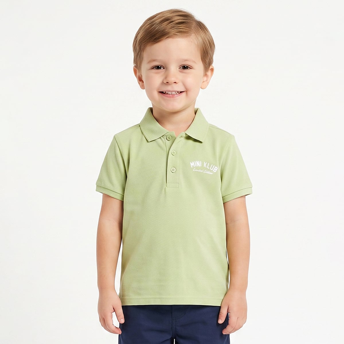 Baby Boys Light Green Cotton Logo Print Polo T-Shirt Regular Fit Casual Wear