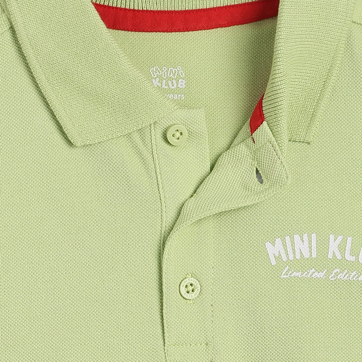 Baby Boys Light Green Cotton Logo Print Polo T-Shirt Regular Fit Casual Wear