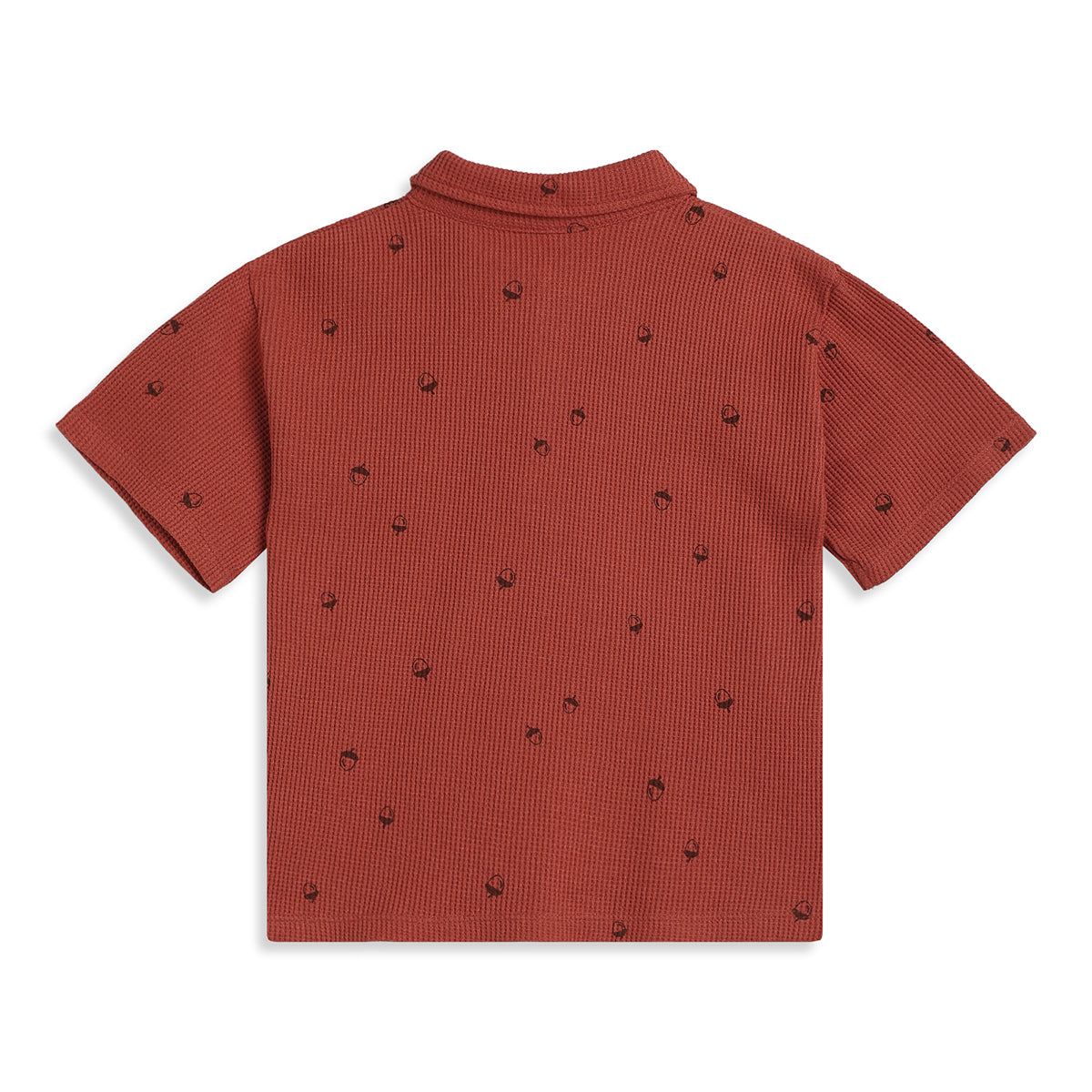 Boys Brown Cotton Waffle Knit Polo T-Shirt Regular Fit Casual Wear