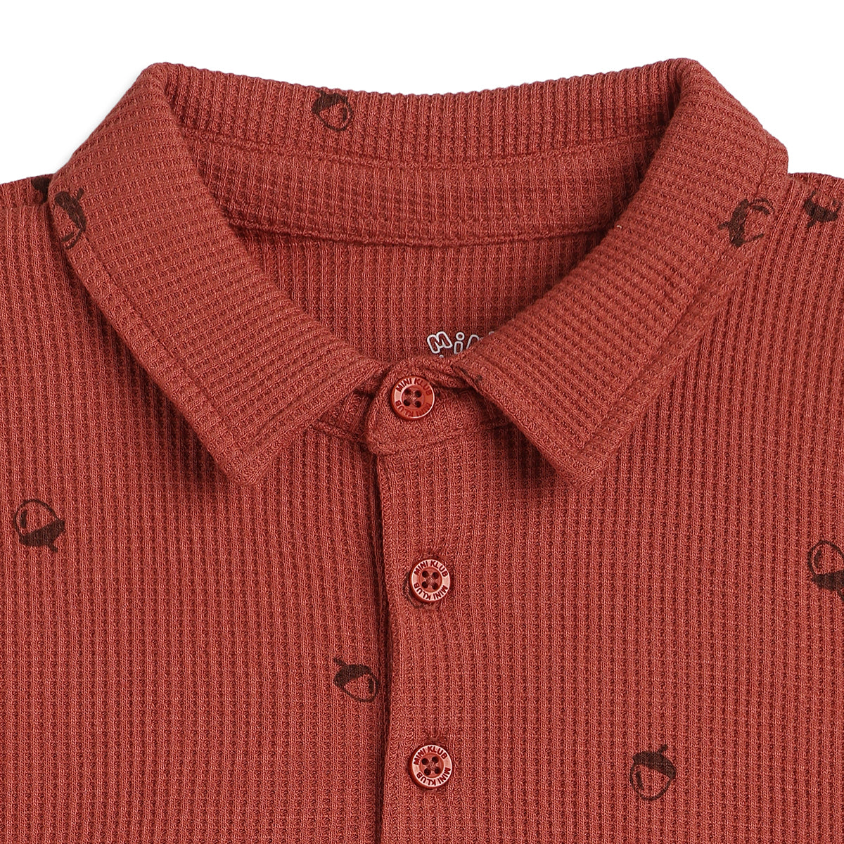 Boys Brown Cotton Waffle Knit Polo T-Shirt Regular Fit Casual Wear