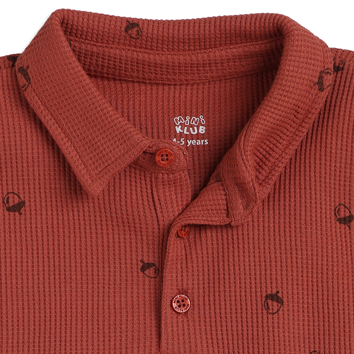 Boys Brown Cotton Waffle Knit Polo T-Shirt Regular Fit Casual Wear