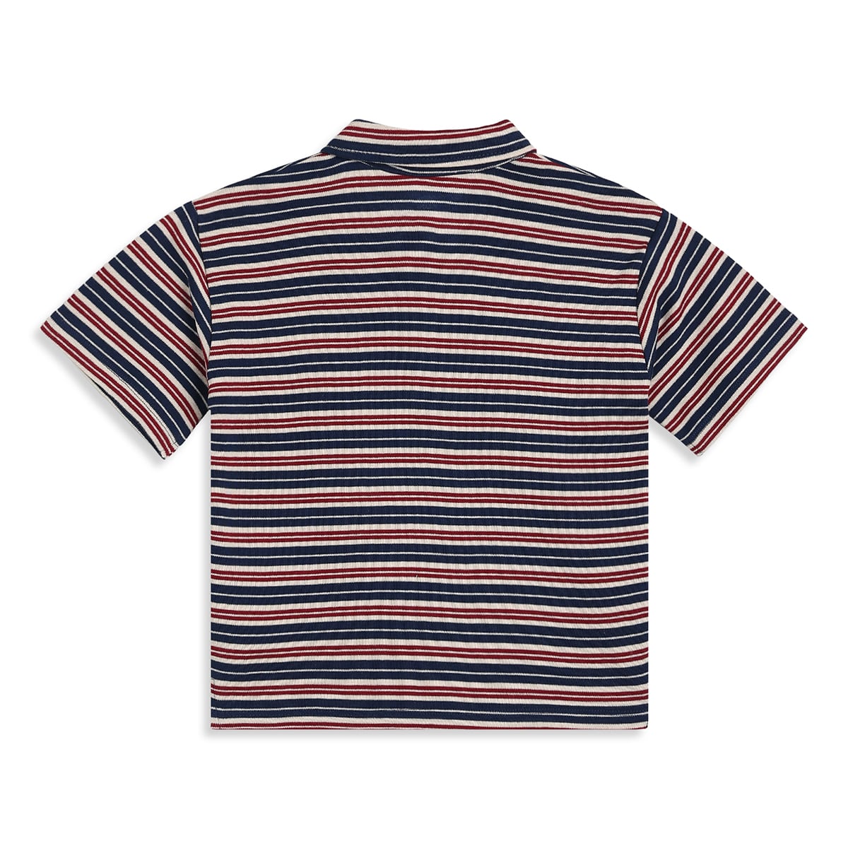 Baby Boys Navy Blue Cream And Red Cotton Striped Polo T-Shirt Regular Fit Casual Wear