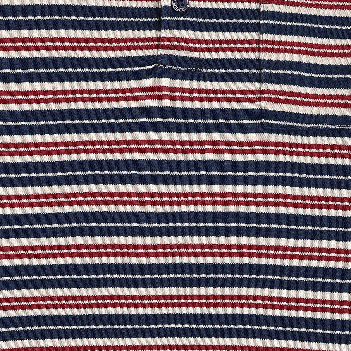 Baby Boys Navy Blue Cream And Red Cotton Striped Polo T-Shirt Regular Fit Casual Wear