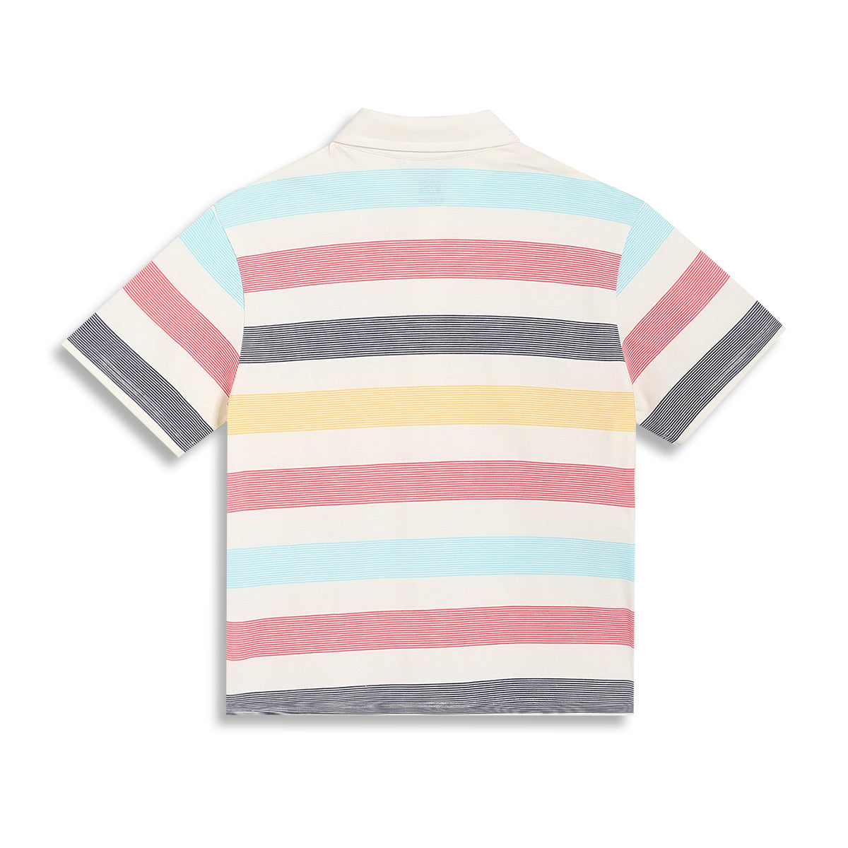 Boys Striped Polo T-Shirt with Graphic Print, Cream