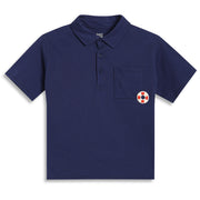 Boys Coastal Graphic Print Polo T-Shirt, Navy Blue