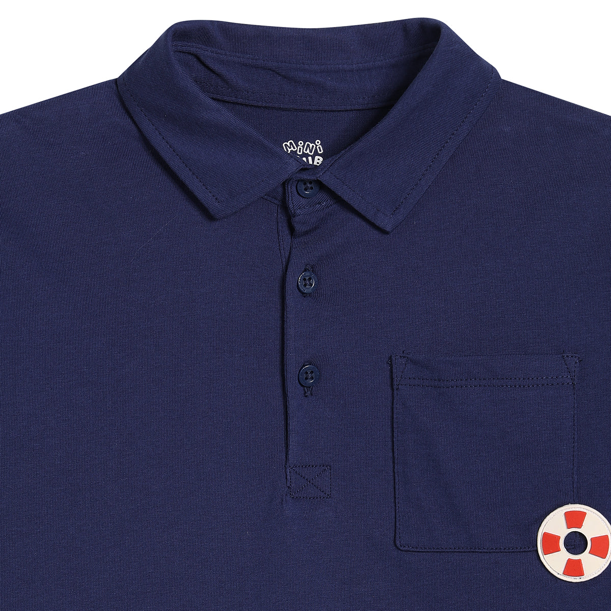 Boys Coastal Graphic Print Polo T-Shirt, Navy Blue