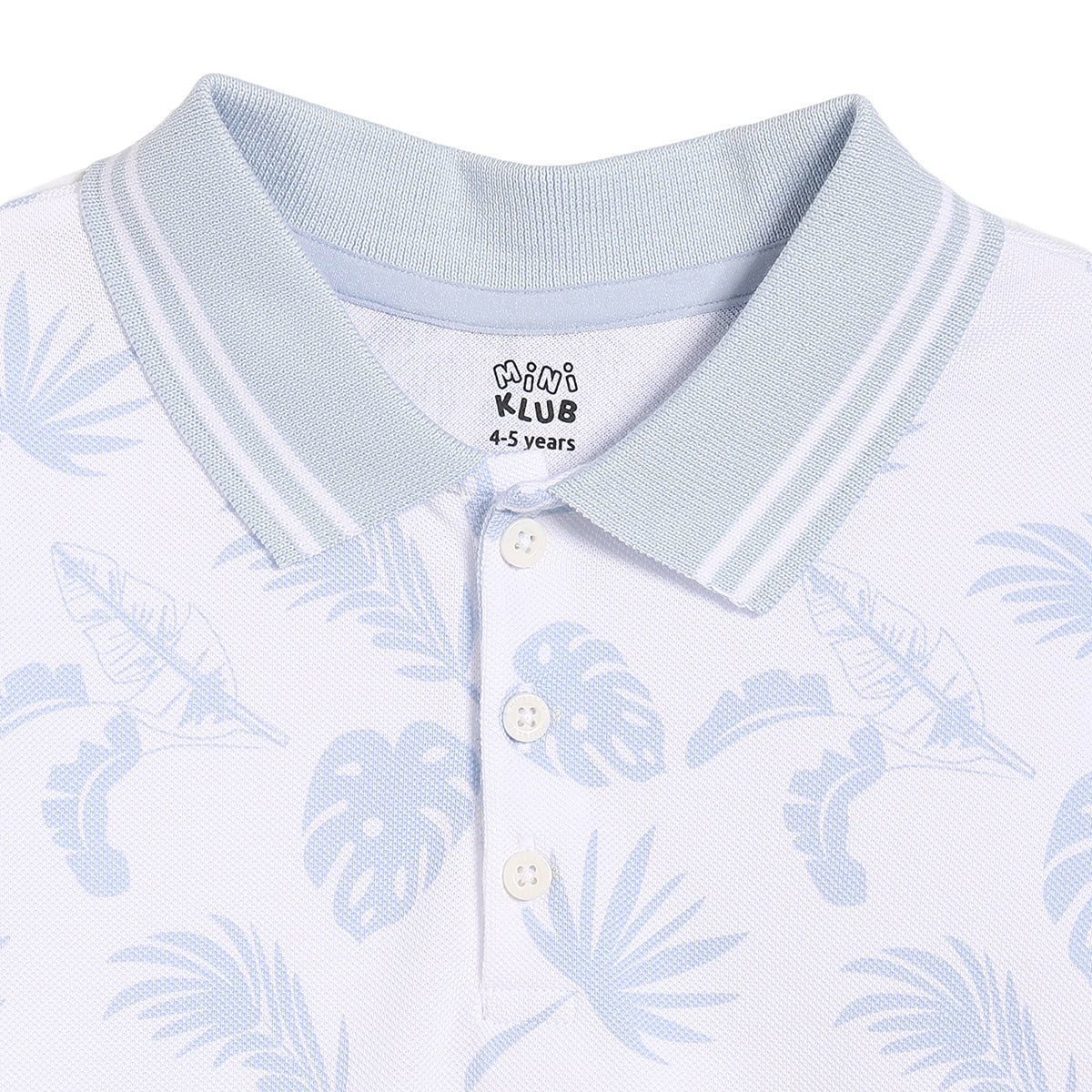 Baby Boys Palm Print Polo T-Shirt, Light Blue and White