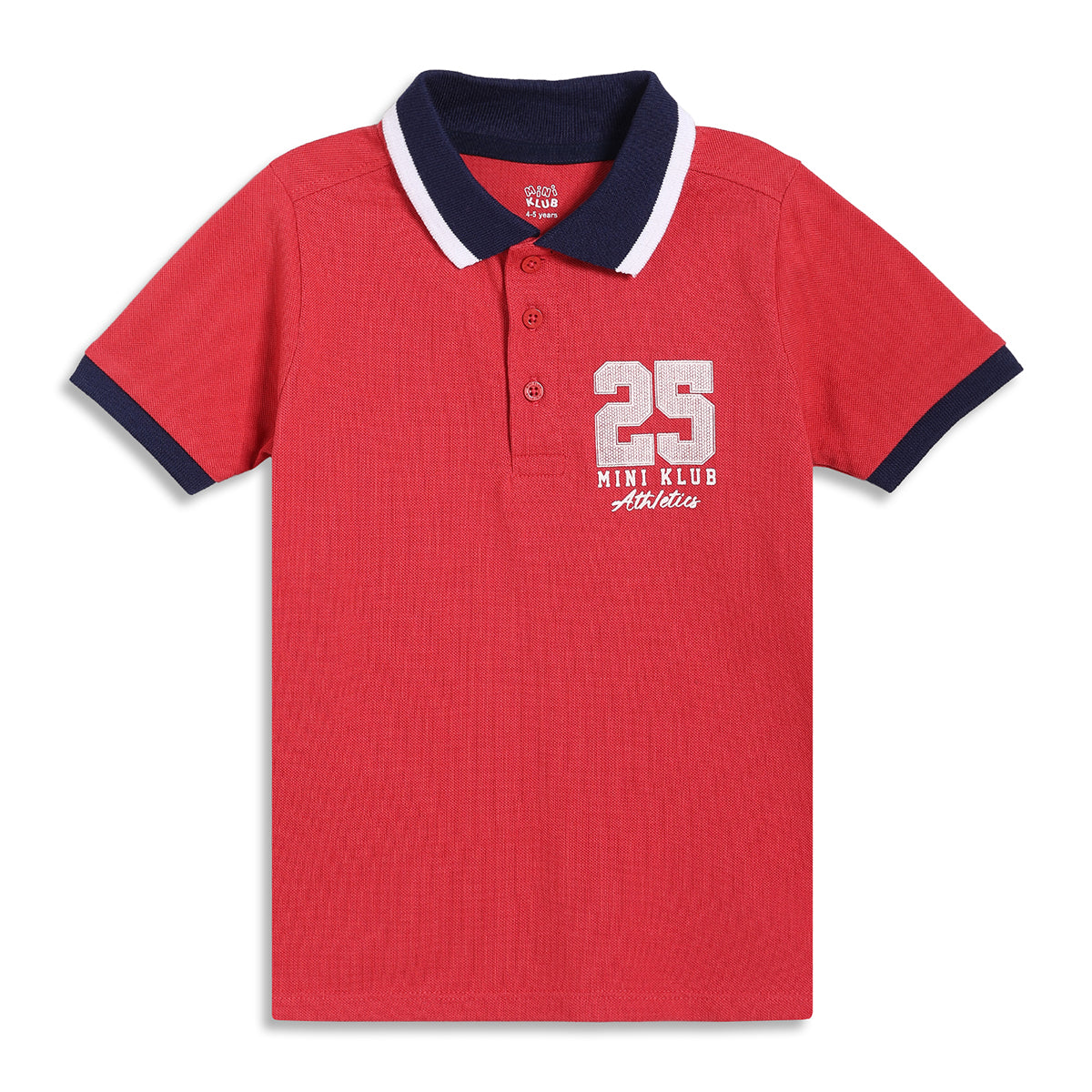 Baby Boys Typography Print Polo T-Shirt, Red and Navy Blue