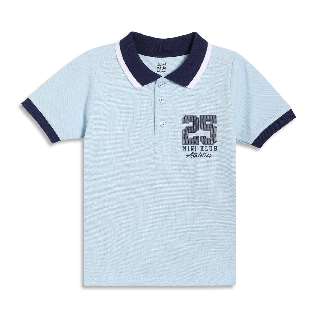 Baby Boys Typography Print Polo T-Shirt, Light Blue and Navy Blue