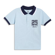 Baby Boys Typography Print Polo T-Shirt, Light Blue and Navy Blue