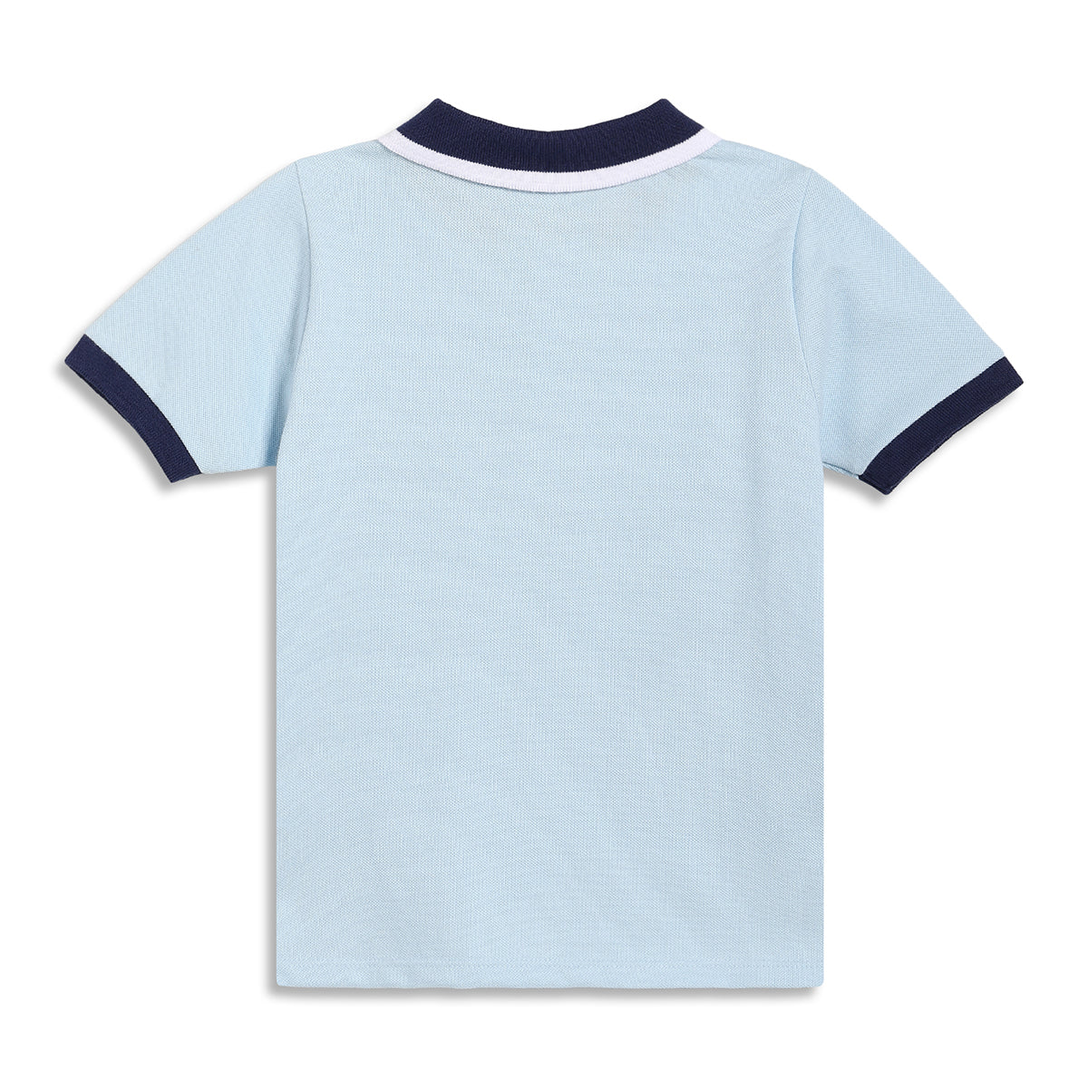 Baby Boys Typography Print Polo T-Shirt, Light Blue and Navy Blue