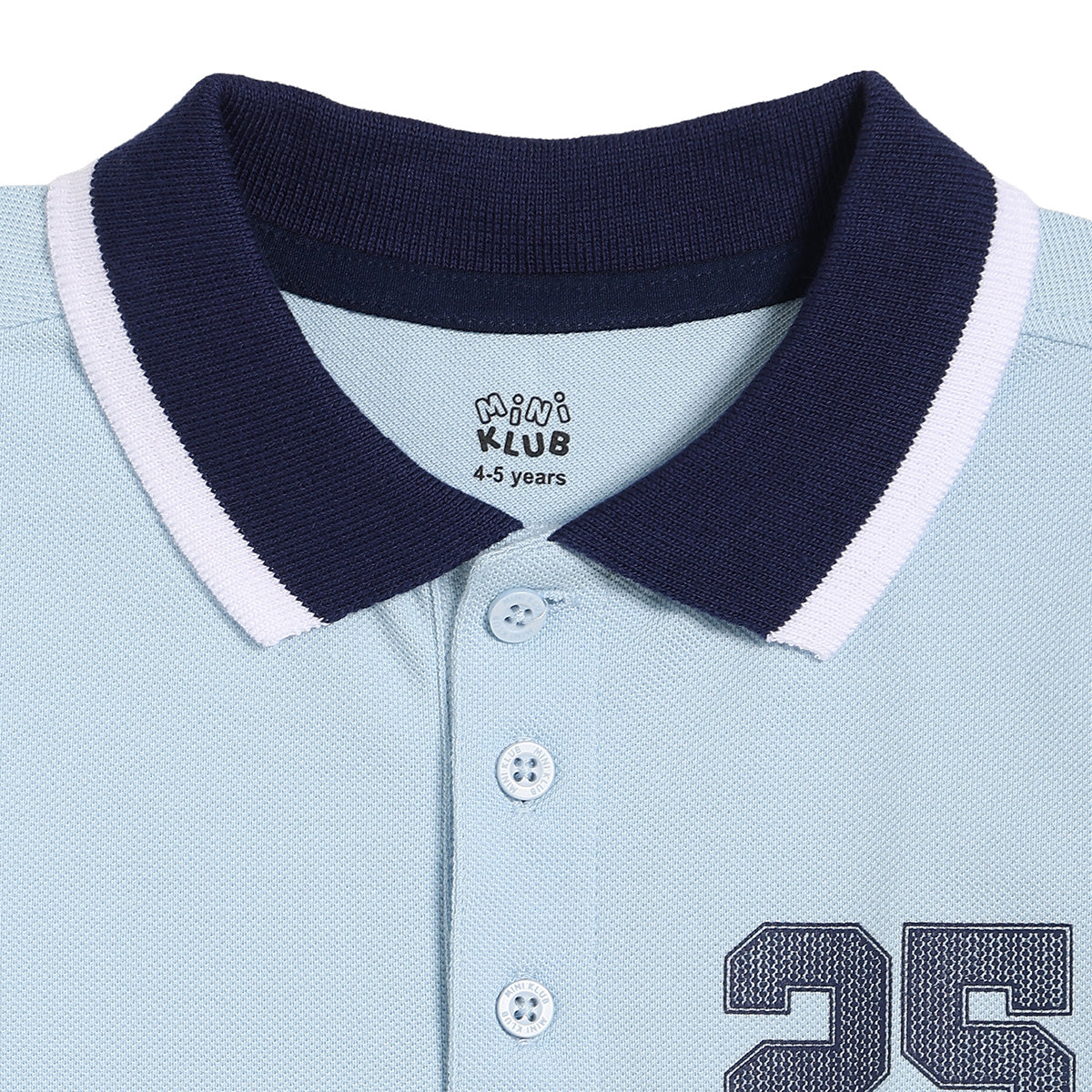 Baby Boys Typography Print Polo T-Shirt, Light Blue and Navy Blue