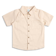Boys Beige Solid Cotton Casual Shirt Regular Fit Half Sleeve Kids Shirt