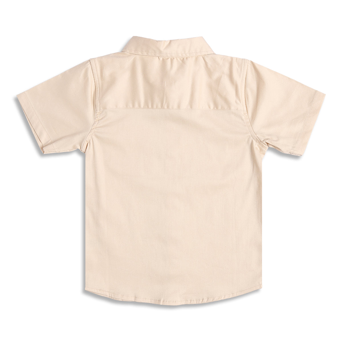 Boys Beige Solid Cotton Casual Shirt Regular Fit Half Sleeve Kids Shirt