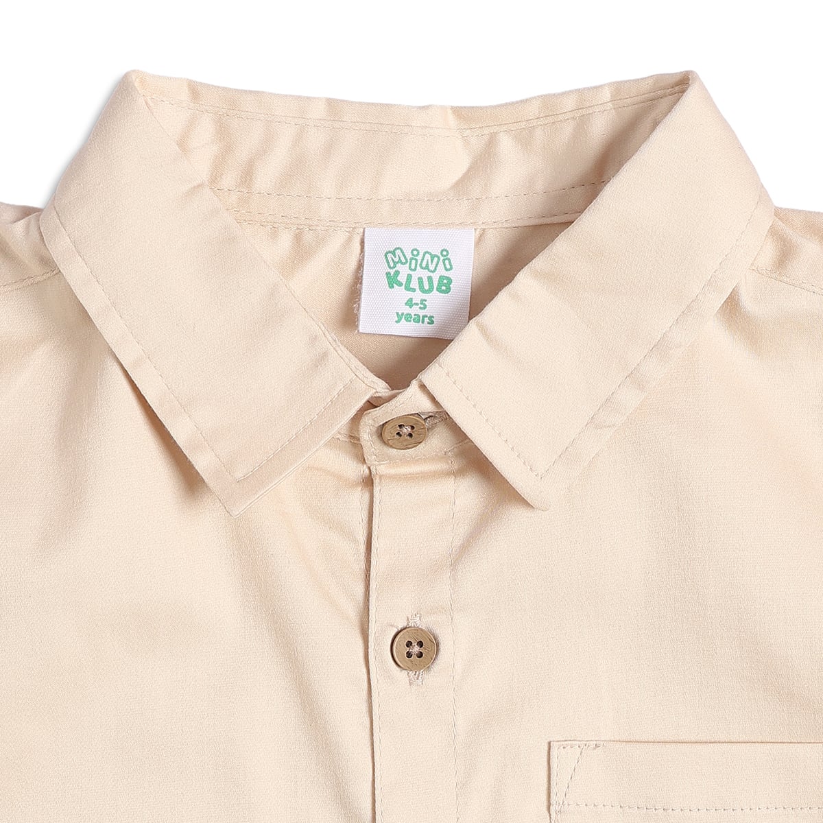 Boys Beige Solid Cotton Casual Shirt Regular Fit Half Sleeve Kids Shirt