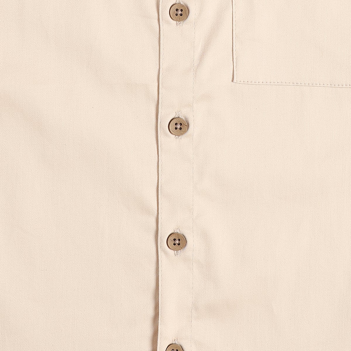 Boys Beige Solid Cotton Casual Shirt Regular Fit Half Sleeve Kids Shirt