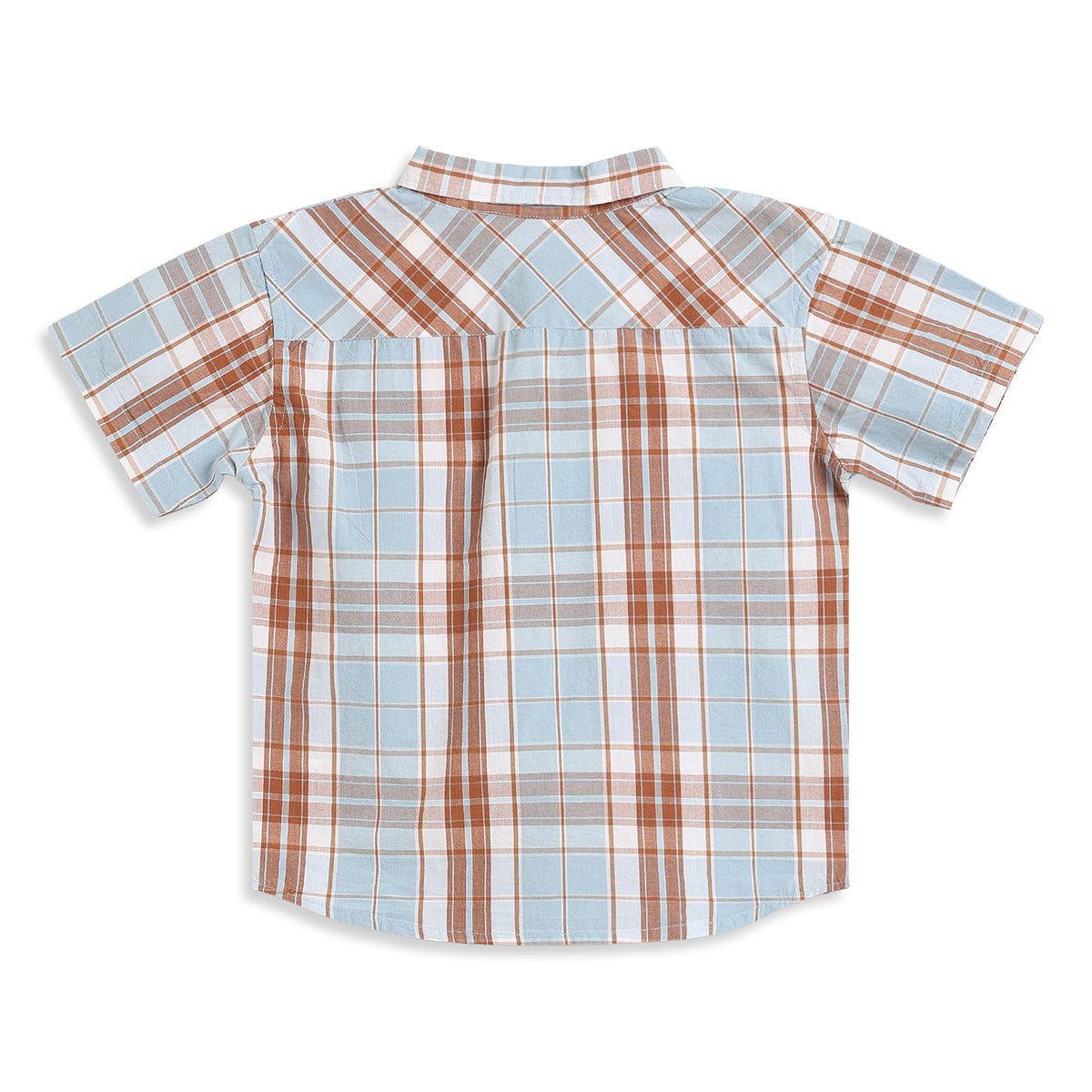 Boys Blue & Brown Checked Cotton Regular Fit Casual Shirt